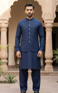 Navy Blue Shalwar Kameez with Waistcoat