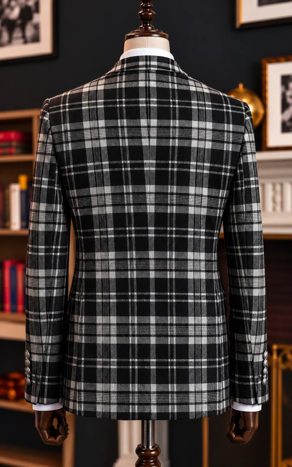Black & White Plaid Tweed Wool Casual Coat Last Option