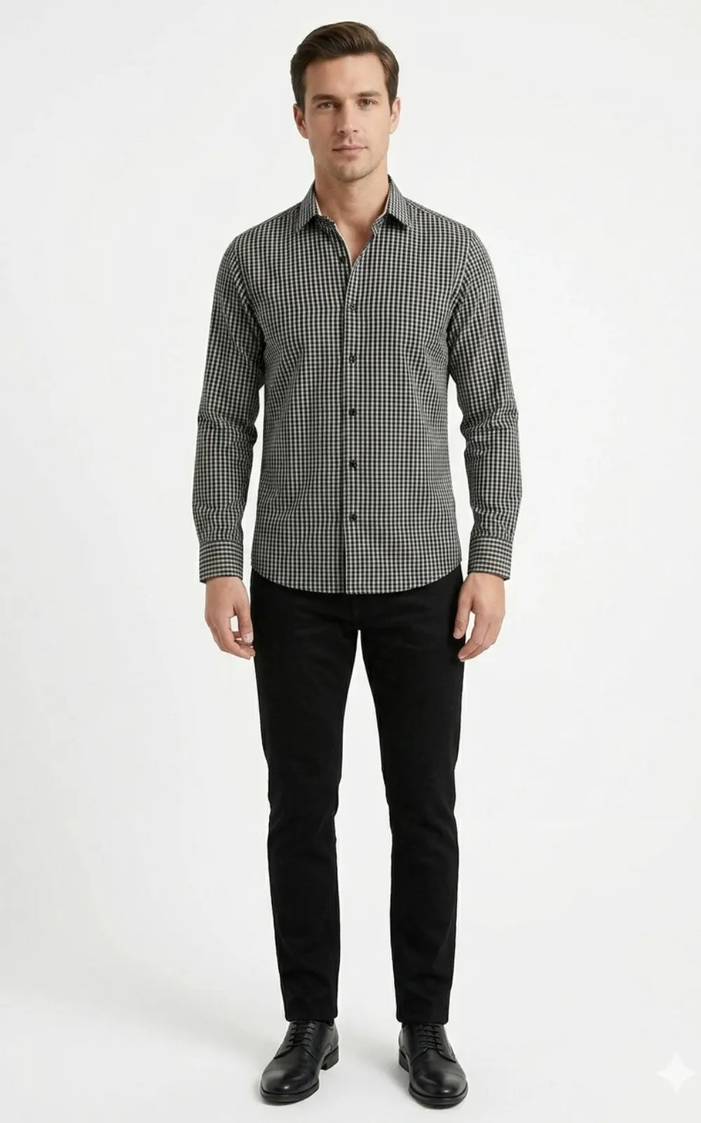 Dark Grey Checkered Casual Shirt