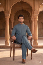 Sea Green Shalwar Kameez with Waistcoat