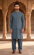 Sea Green Shalwar Kameez with Waistcoat