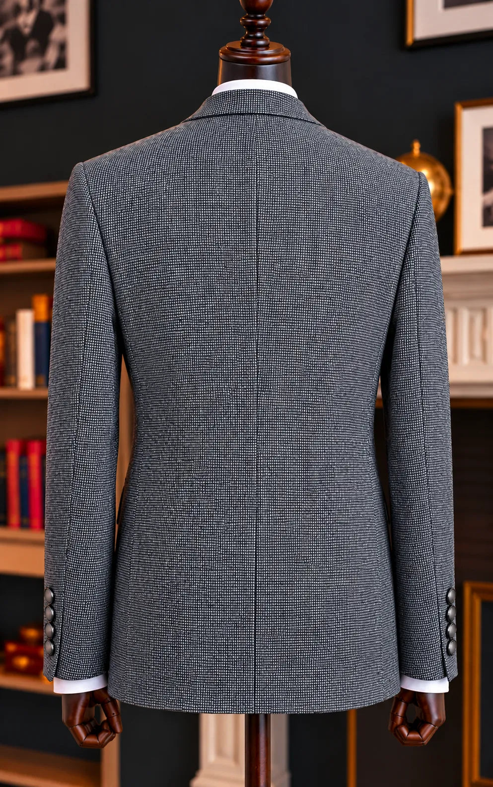 Grey Textured Tweed Wool Casual Coat Last Option
