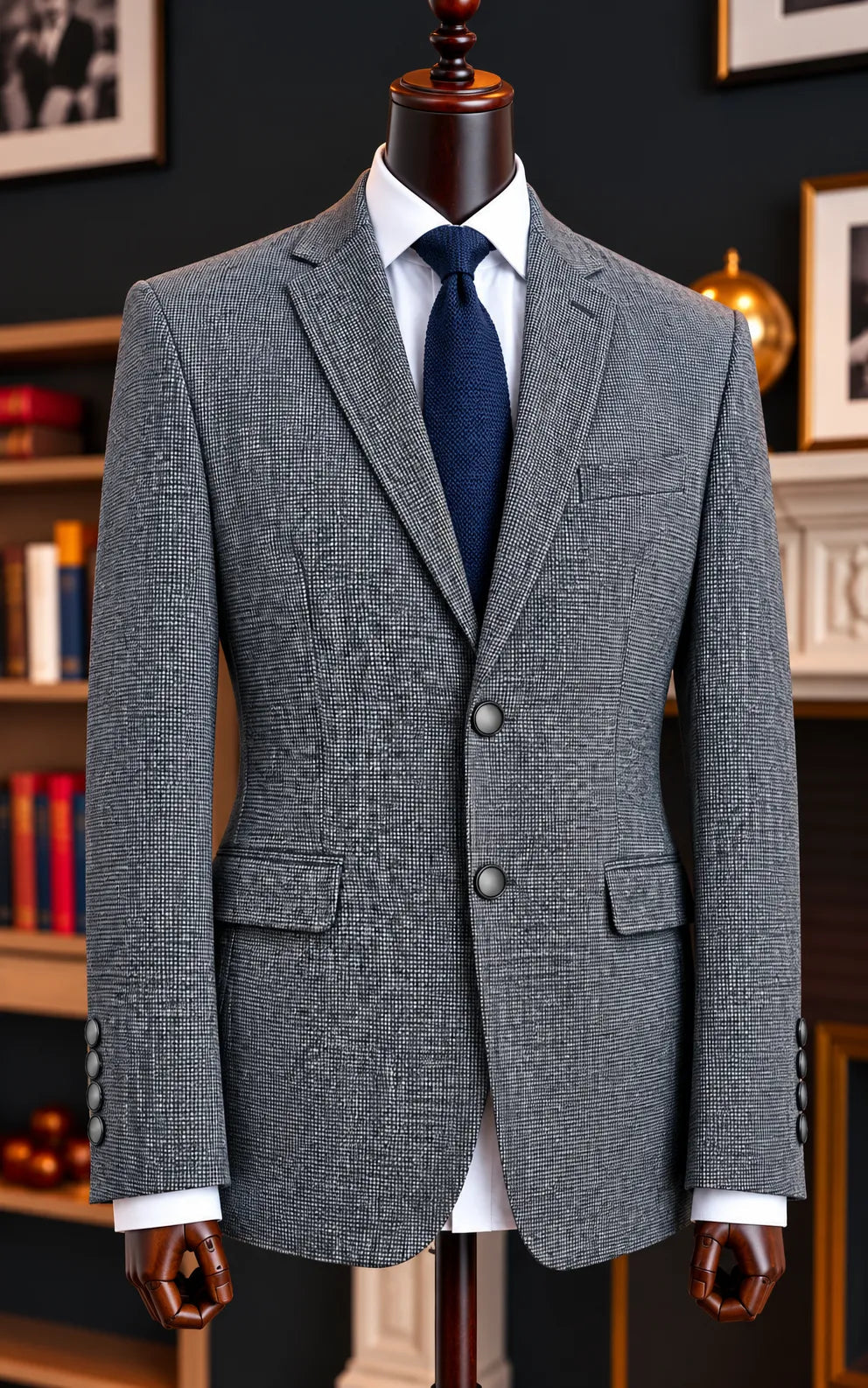 Grey Textured Tweed Wool Casual Coat Last Option