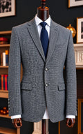 Grey Textured Tweed Wool Casual Coat Last Option