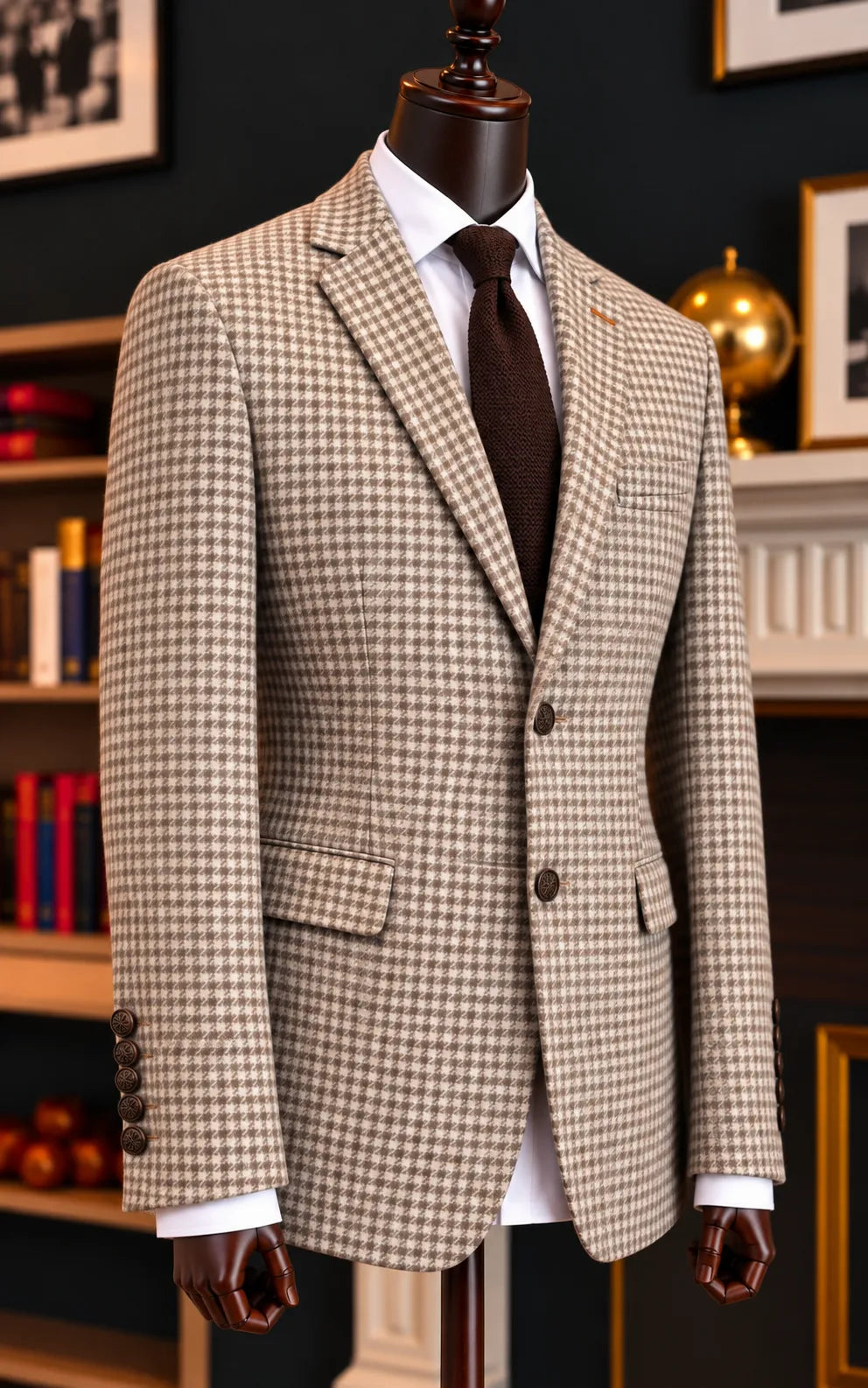 Beige Brown Tweed Wool Casual Coat Last Option