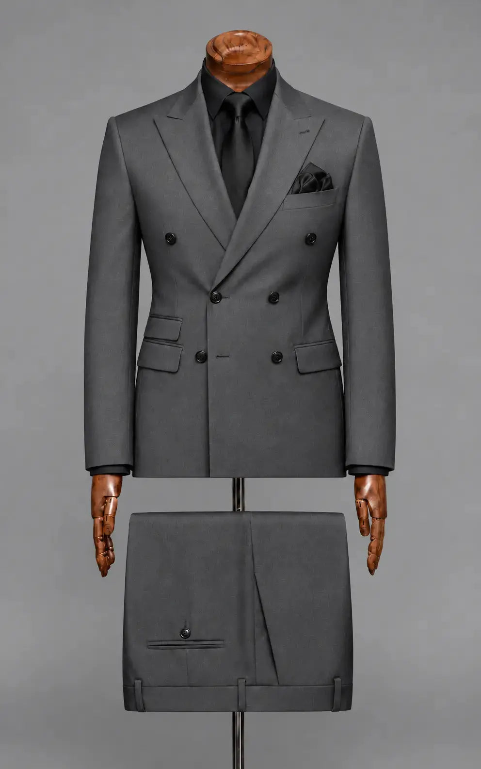 Charcoal Grey Double-Breasted Suit Customized Article Last Option
