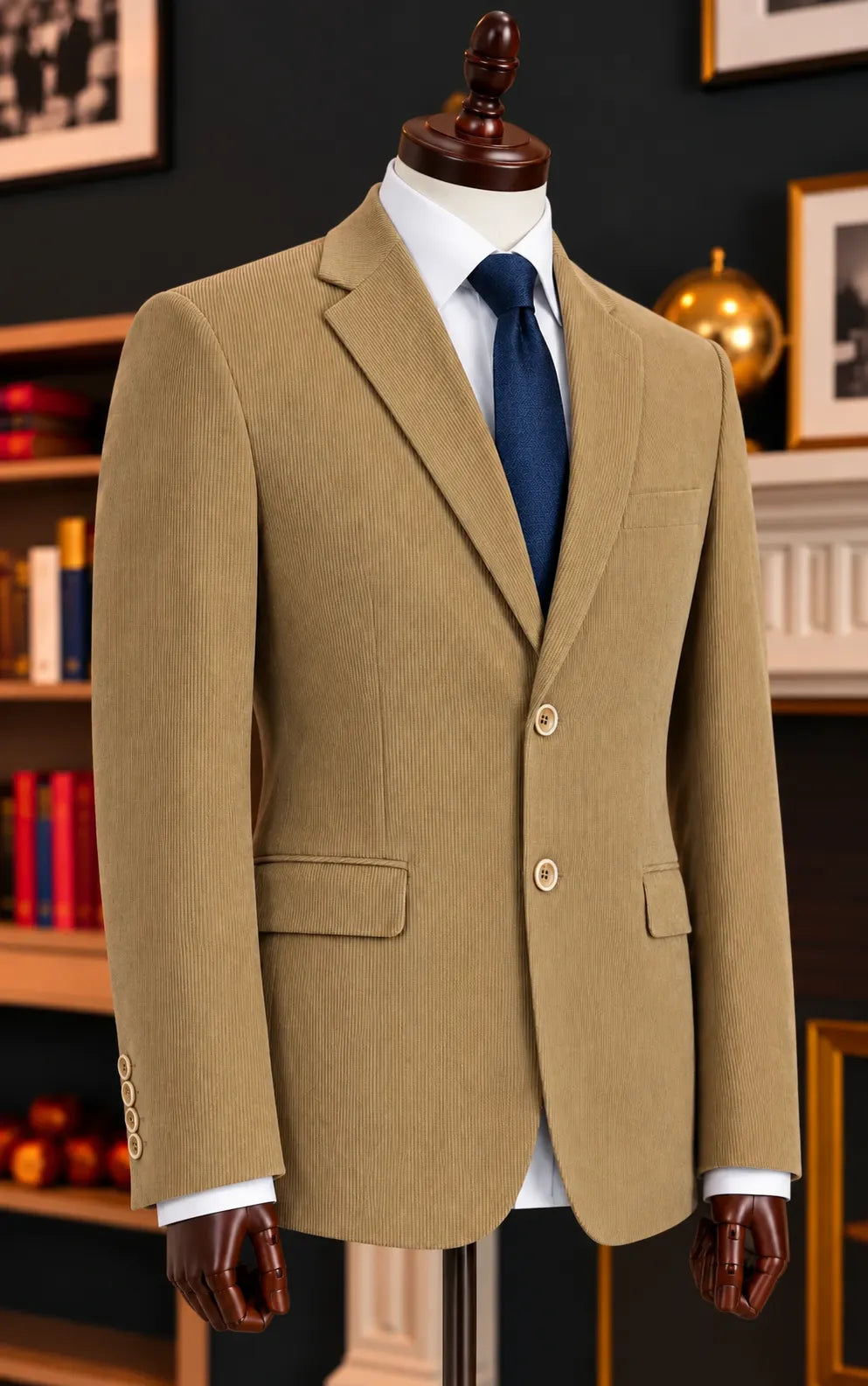 Camel Brown Corduroy Casual Coat Last Option