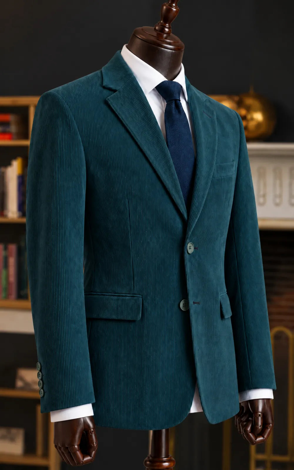 Teal Green Corduroy Casual Coat Last Option