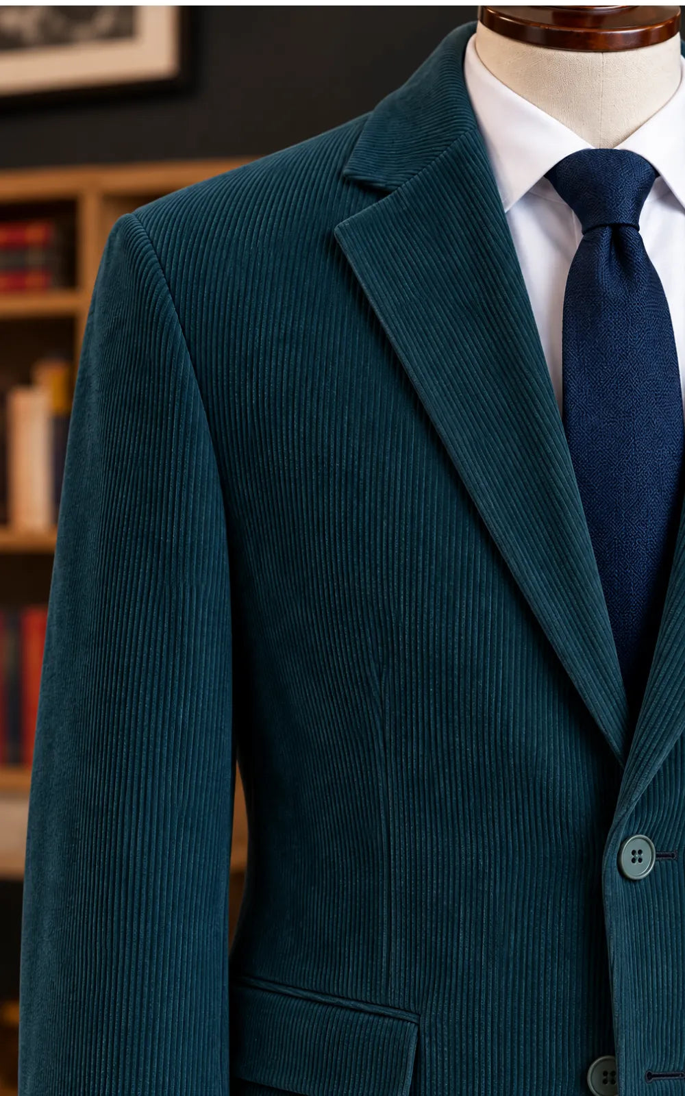 Teal Green Corduroy Casual Coat Last Option