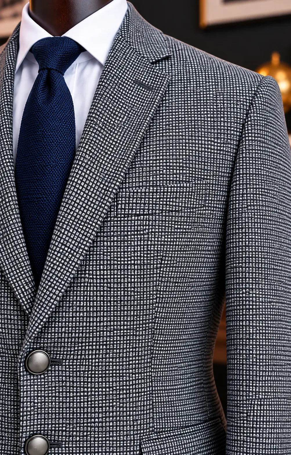 Grey Textured Tweed Wool Casual Coat Last Option