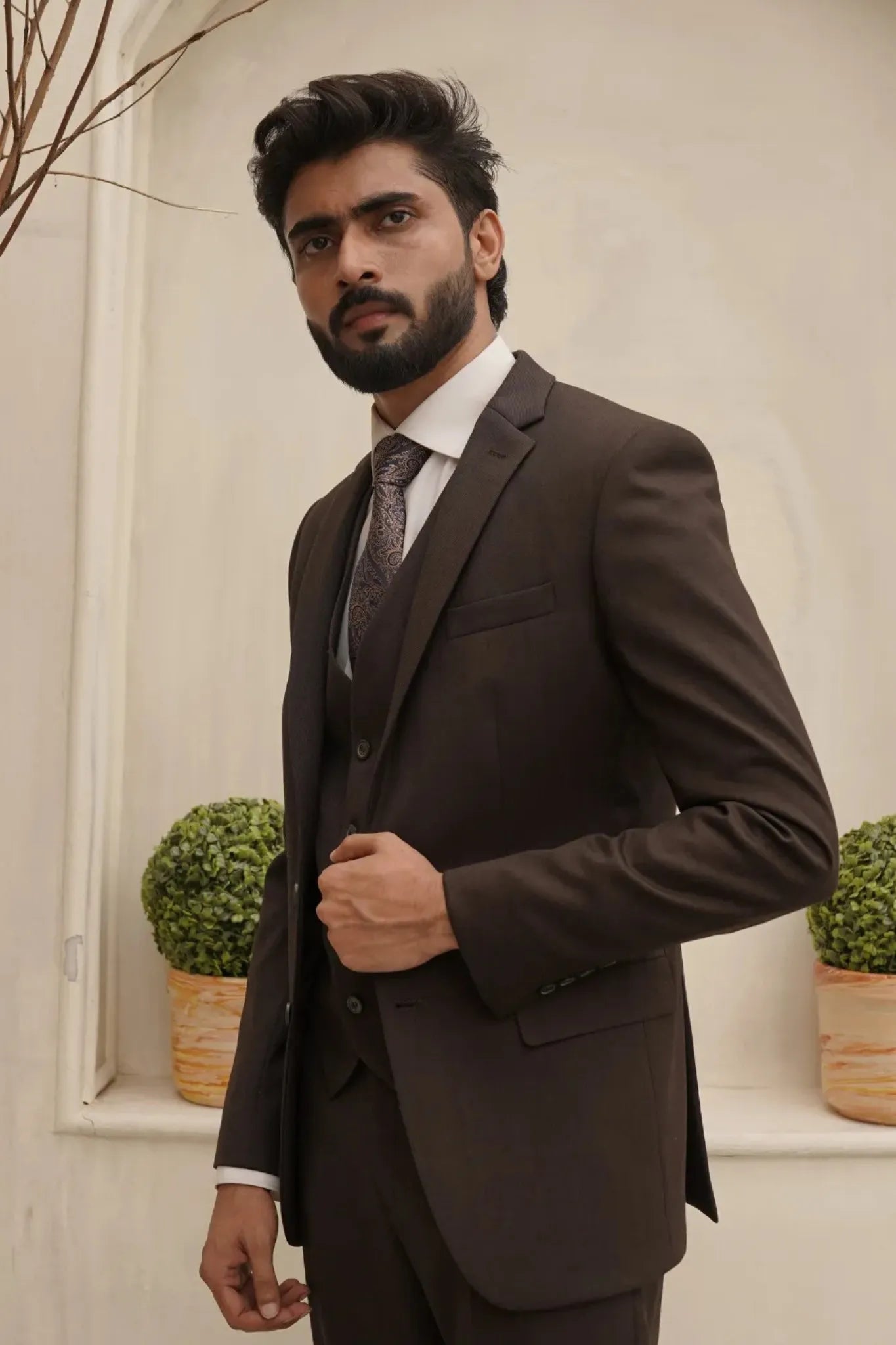 Espresso Charcoal 3-Piece Formal Suit for Men