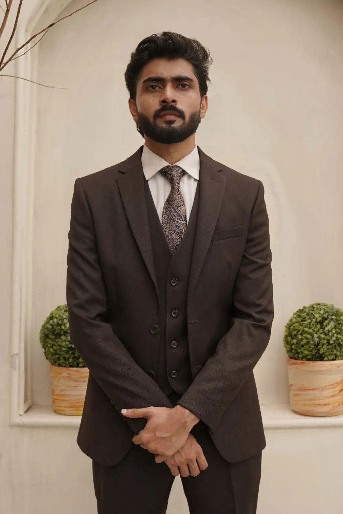 Espresso Charcoal 3-Piece Formal Suit for Men