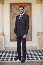 Double Breasted Charcoal Black 2 Piece Formal Suit